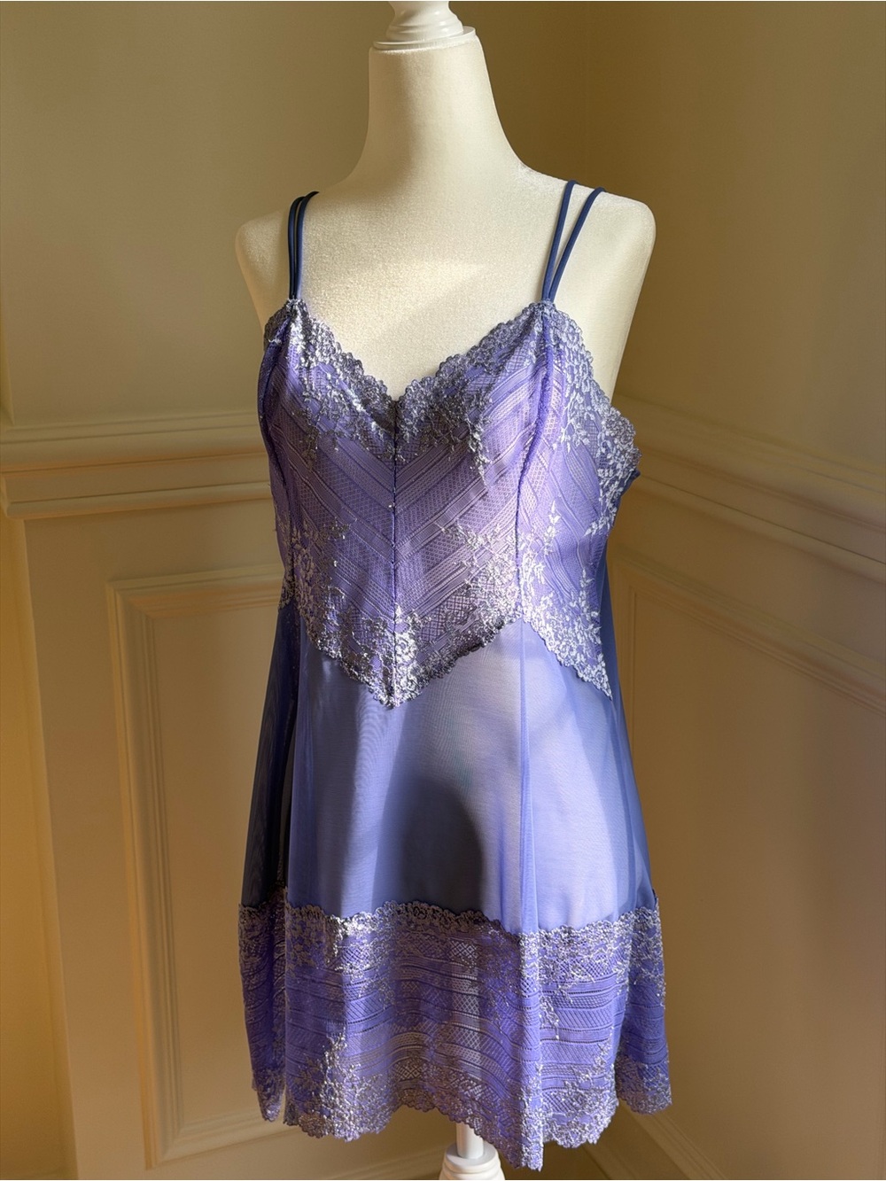 Wacoal Lavender Lace Chemise Slip Dress